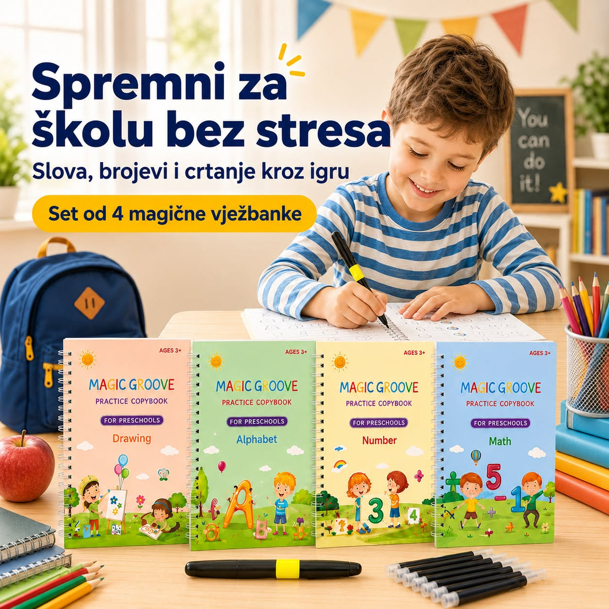 Magične vježbanke, set od 4 magične vježbanke za djecu