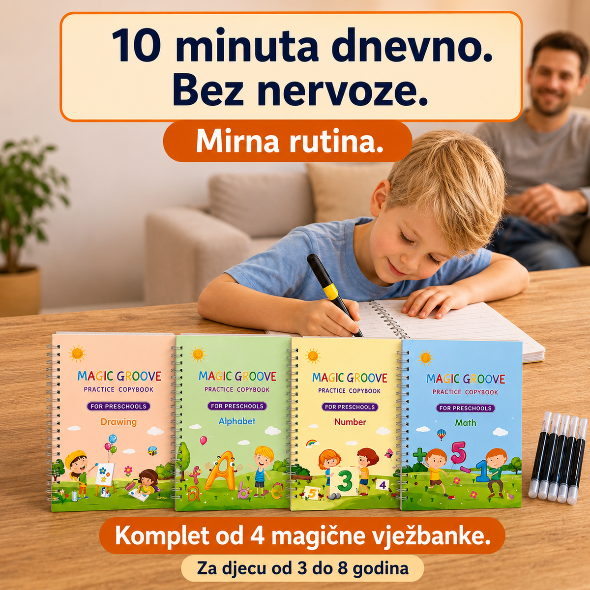Magične vježbanke, set od 4 magične vježbanke za djecu